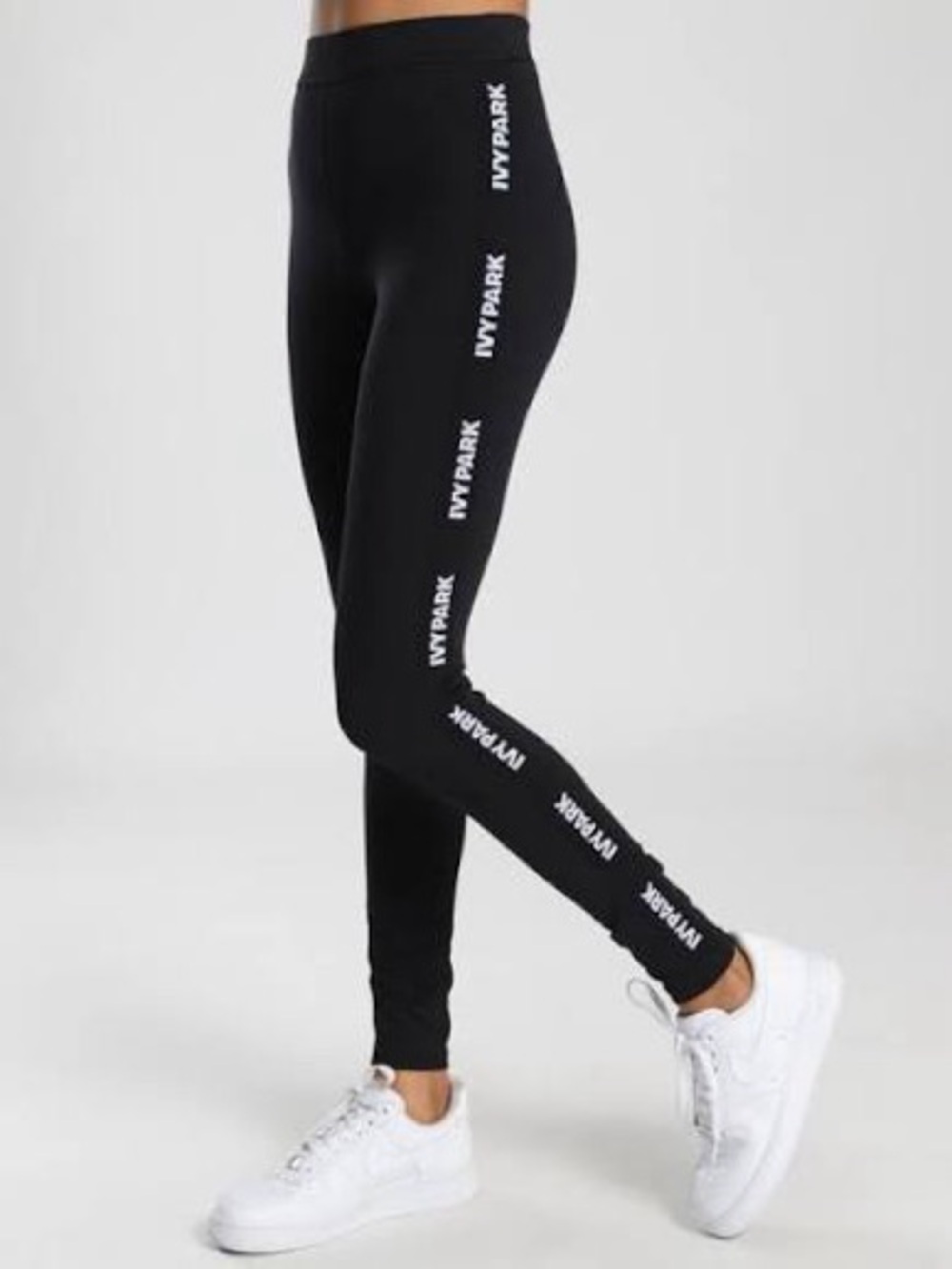 IVY PARK Black High-Rise Active Leggings with Subtle Logo